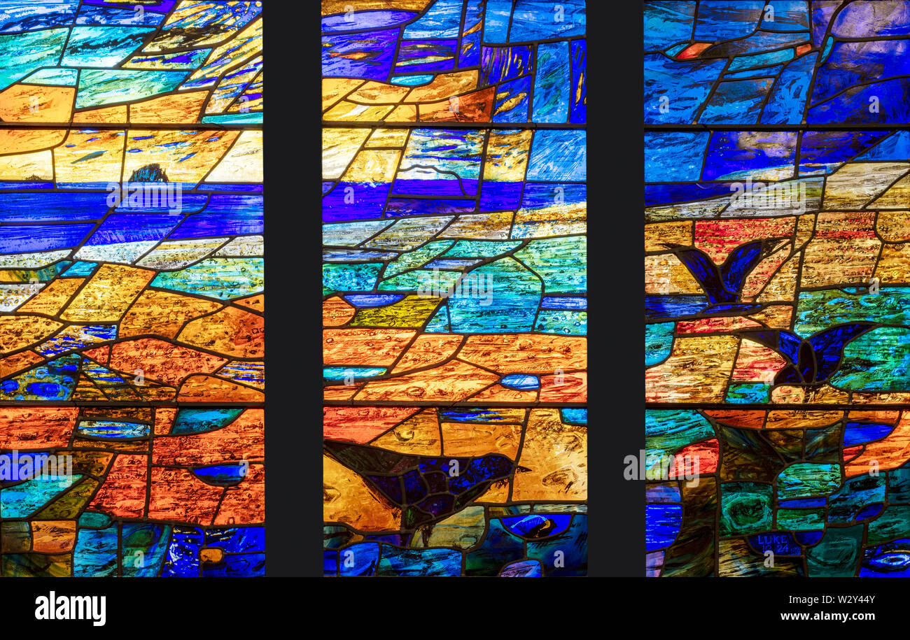 La parabola 'i corvi', Thomas Denny (1986), San Cristoforo Chiesa, Cheltenham, Regno Unito Foto Stock