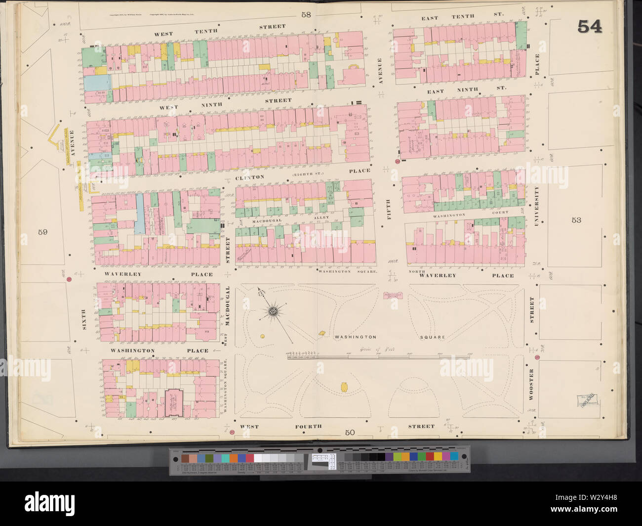 La piastra 54 da: Assicurazione mappe della città di New York censite e pubblicato da Sanborn-Perris Mappa Co., limitata. Il volume 3. (New York: 1895) Foto Stock