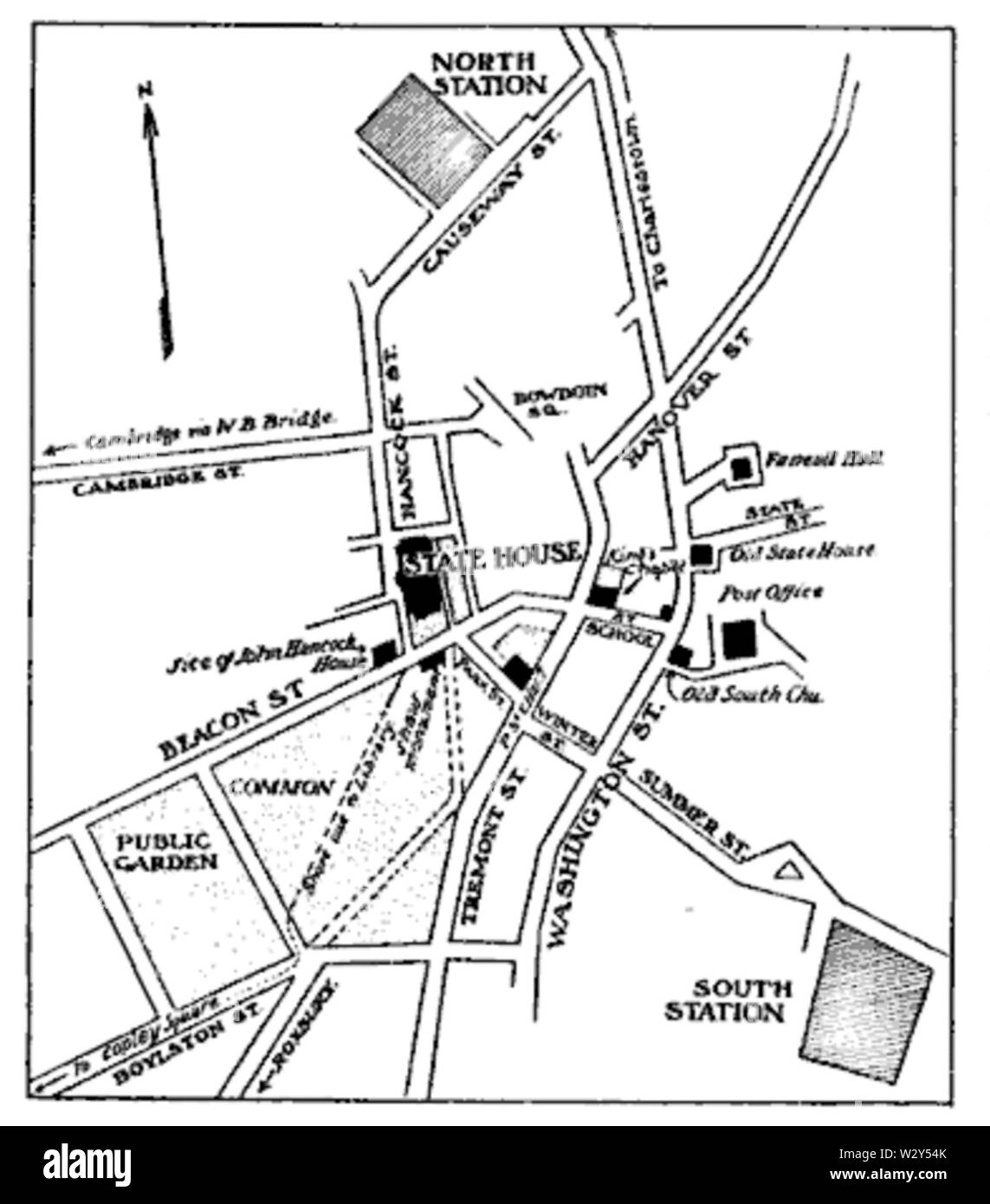 Mappa Boston Bacon1903 Foto Stock