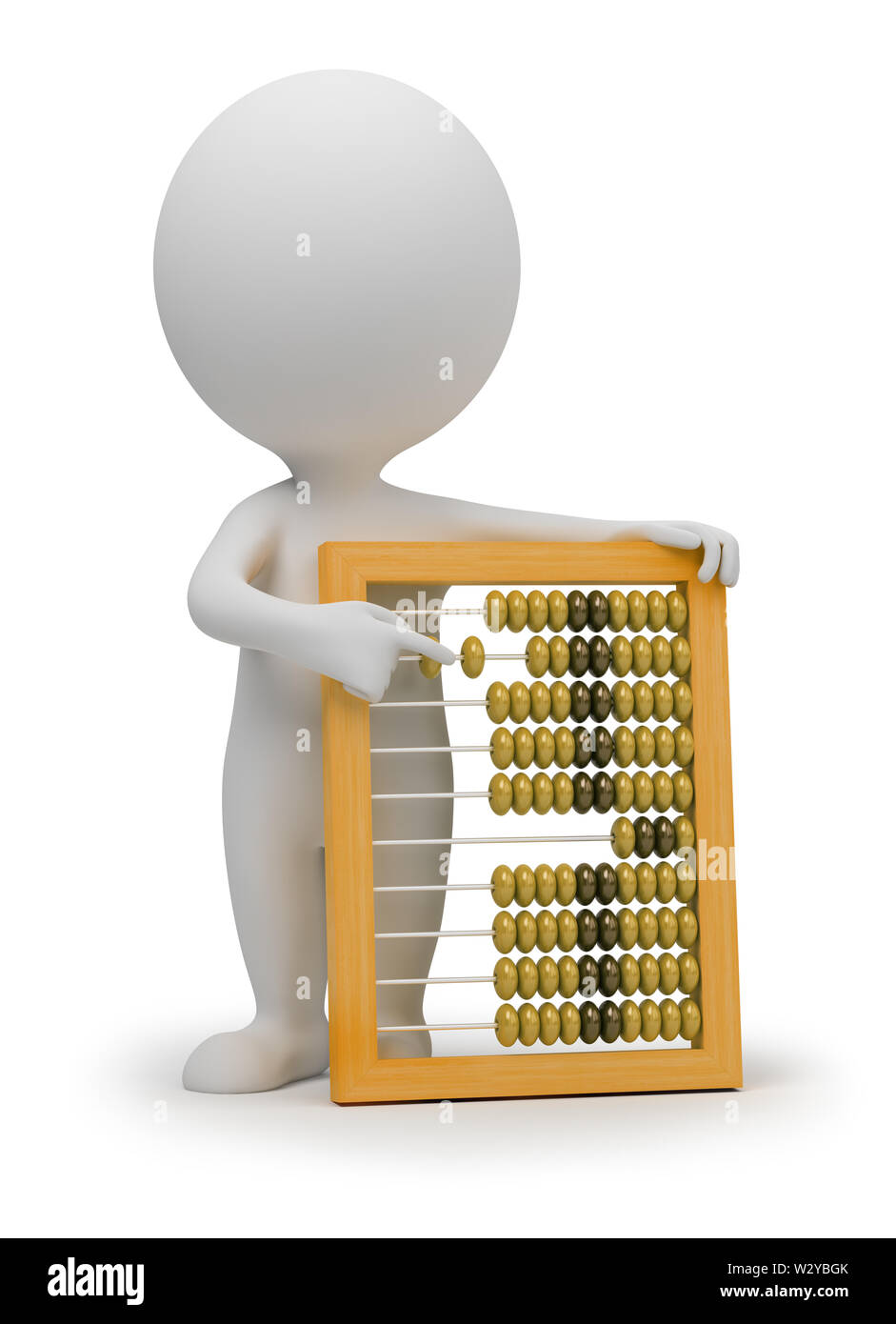 3d piccolo popolo con abacus. Immagine 3d. Isolato sullo sfondo bianco. Foto Stock