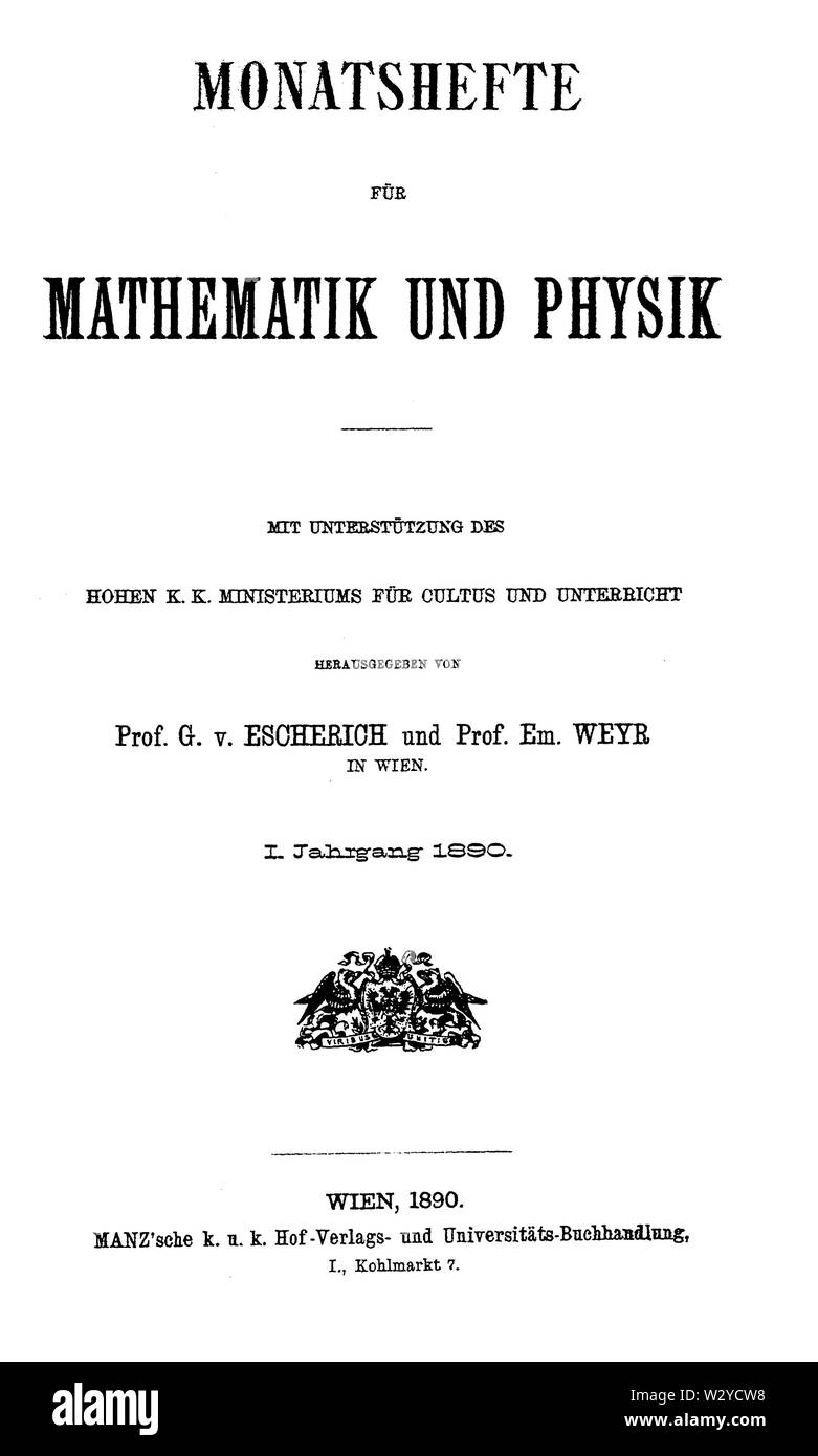 Für Monatshefte Mathematik 1890 Titel Foto Stock