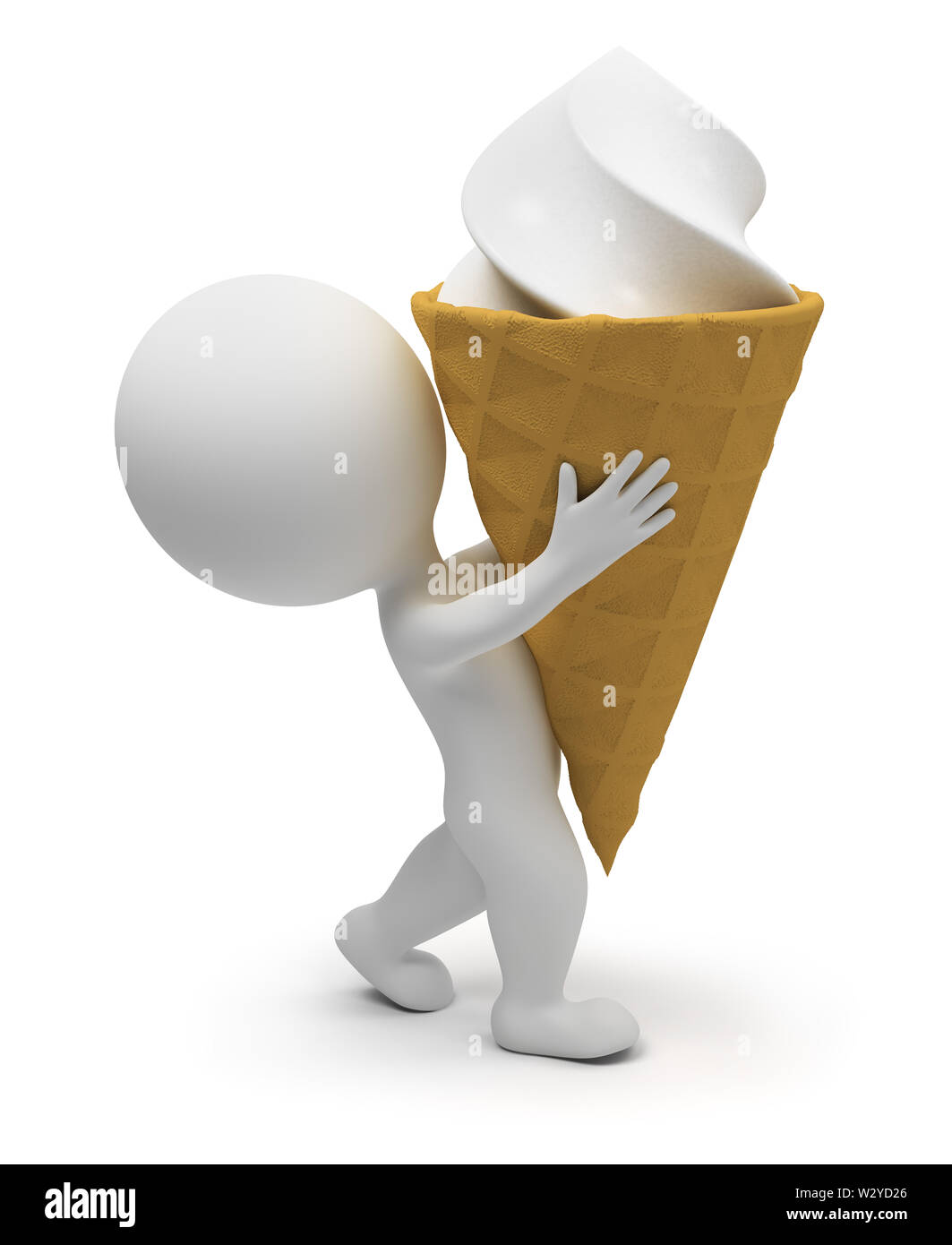 3d piccolo popolo il cuscinetto grande gelato. Immagine 3d. Isolato sullo sfondo bianco. Foto Stock