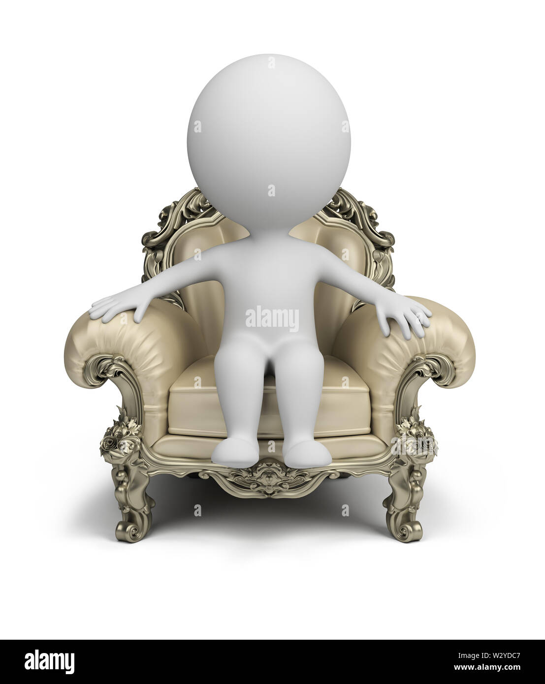 3d piccola persona seduta in una lussuosa poltrona. Immagine 3d. Isolato  sullo sfondo bianco Foto stock - Alamy