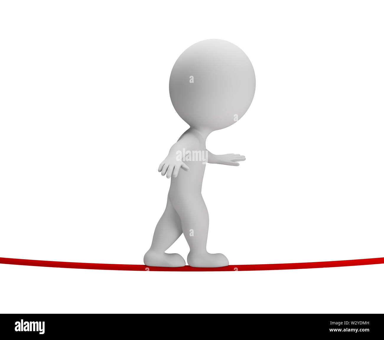 3d piccola persona che cammina sulla fune. Immagine 3d. Sfondo bianco Foto  stock - Alamy