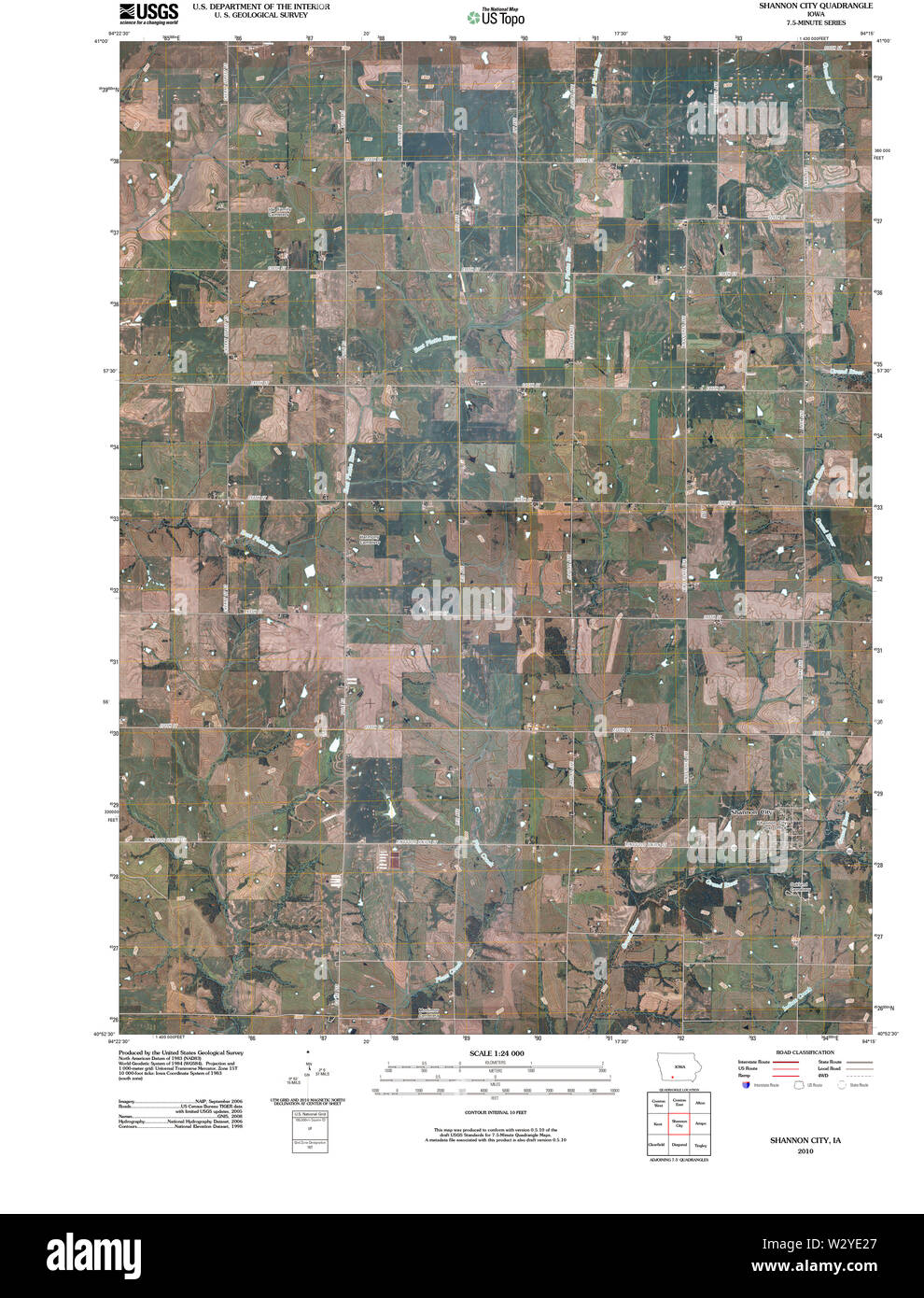 USGS mappe TOPO Iowa IA città di Shannon 20100422 TM il restauro Foto Stock