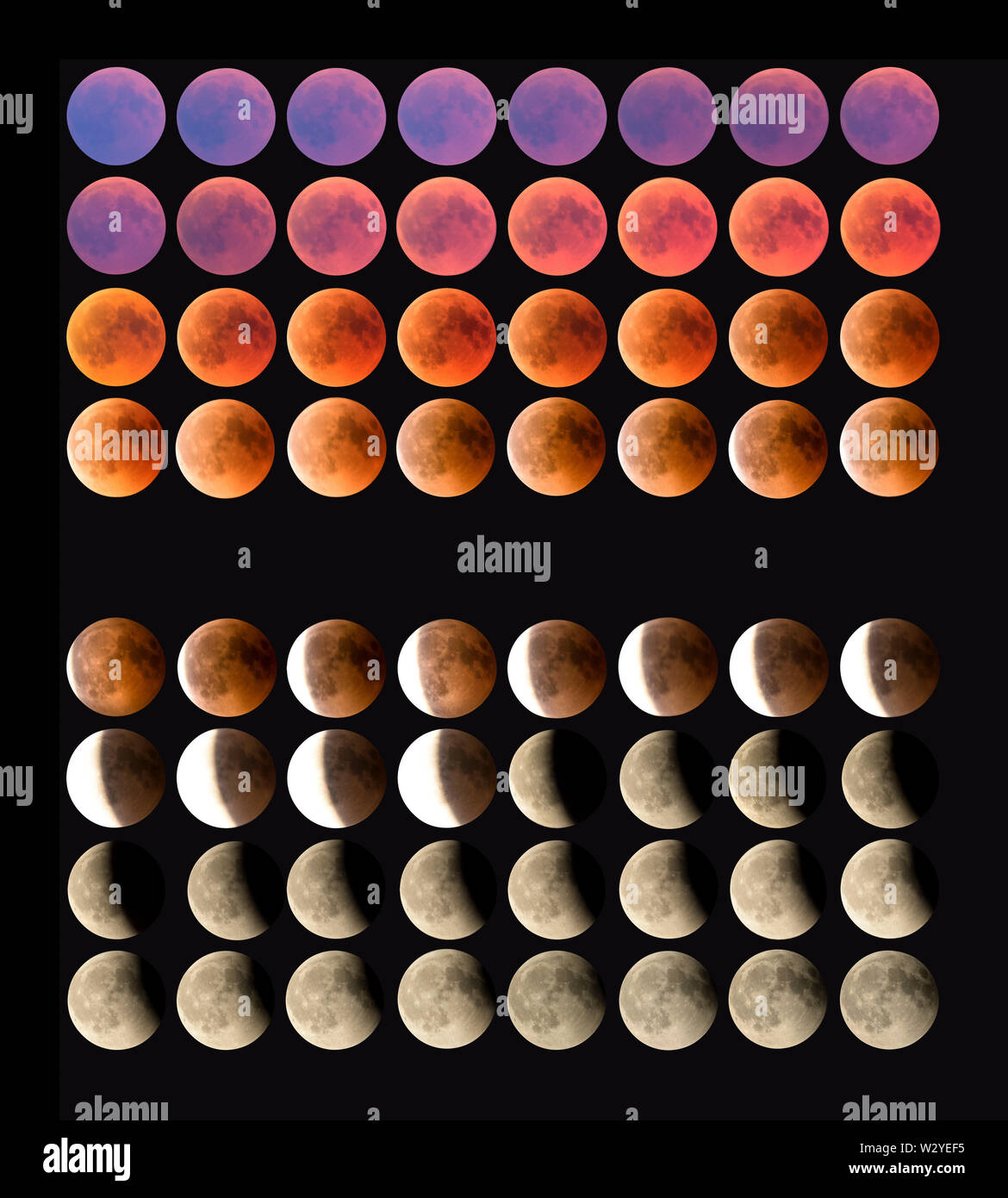 Lunar Eclipse, 2018-07-28 10.28 pm fino al 2018-07-29 00.47 am, Staufenberg, parco naturale Munden, Münden, Bassa Sassonia, Germania Foto Stock