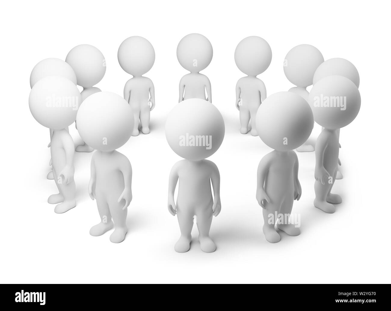 3d piccolo popolo - in piedi intorno a. Immagine 3d. Isolato sullo sfondo bianco. Foto Stock