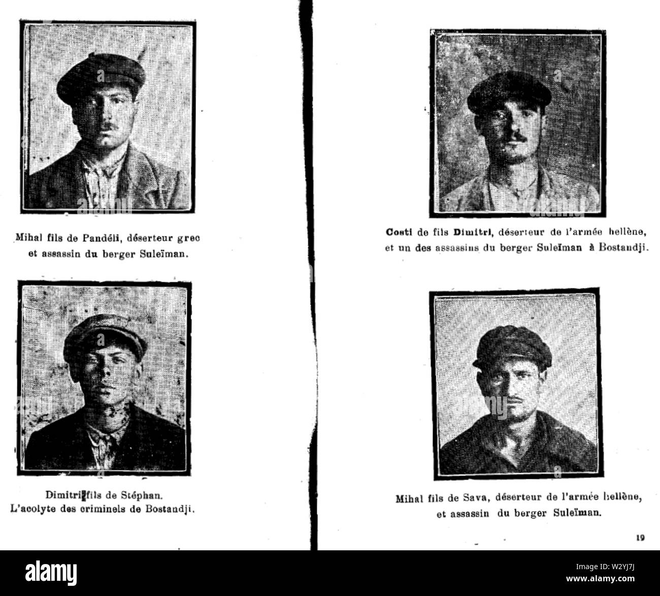 Assassini di decapitato uomo musulmano Suleiman - Mihal -Costi - Dimitri- Mihal Foto Stock