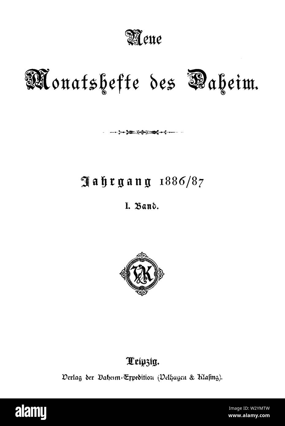 Neue Monatshefte des Daheim 1886 Titel Foto Stock