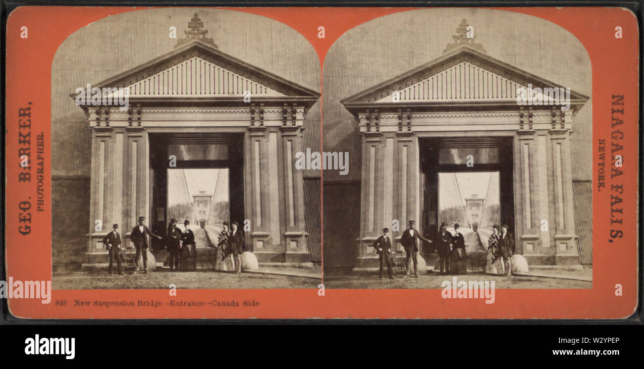 Nuovo ponte di sospensione, ingresso, Canada lato, da Barker, George, 1844-1894 Foto Stock