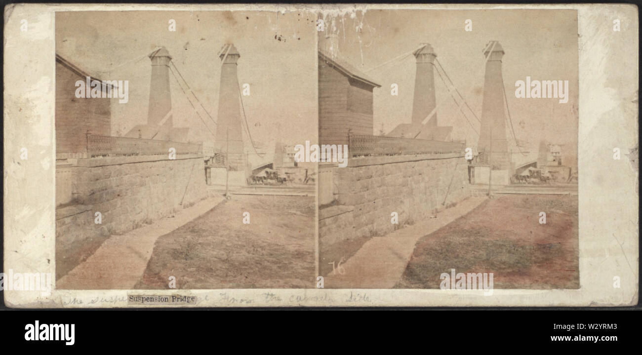 Niagara il ponte di sospensione dal Canada lato E & HT Anthony (Azienda) Foto Stock