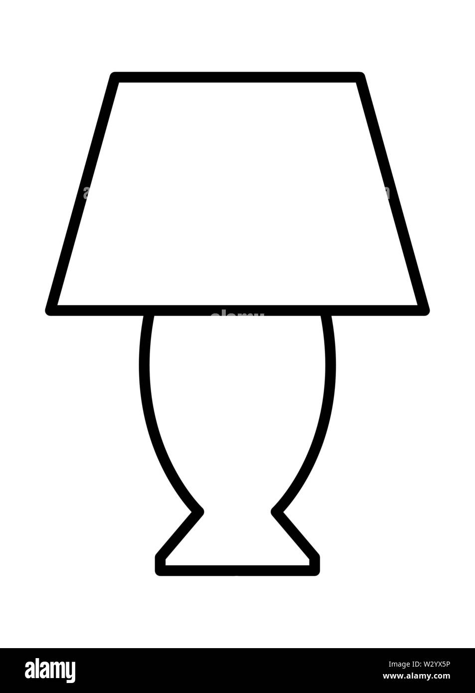 Camera notte lampada luce cartoon in bianco e nero Illustrazione Vettoriale