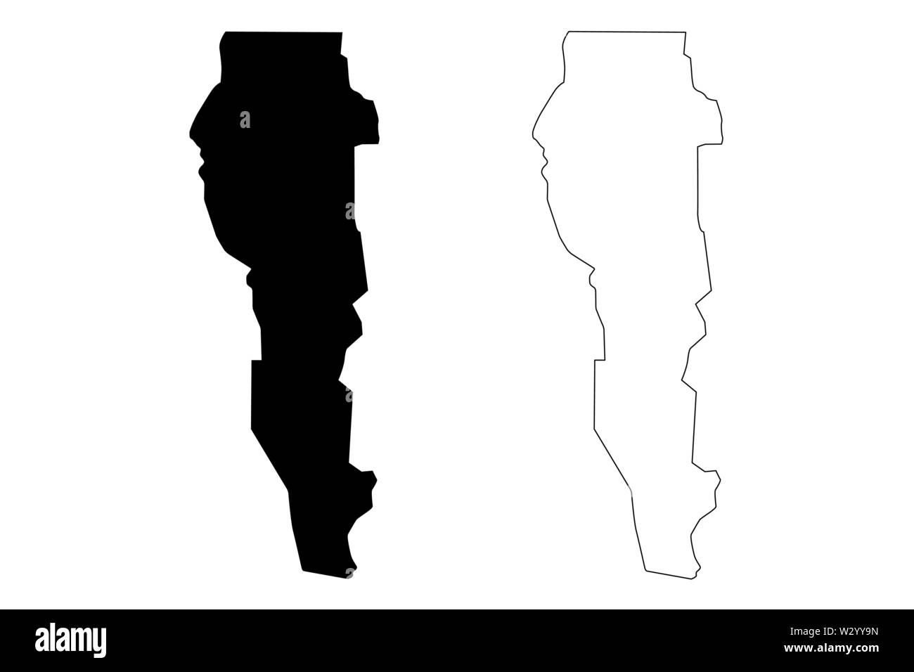 Dipartimento di Plateau (dipartimenti del Benin Repubblica del Benin, Dahomey) mappa illustrazione vettoriale, scribble sketch mappa di Plateau Illustrazione Vettoriale
