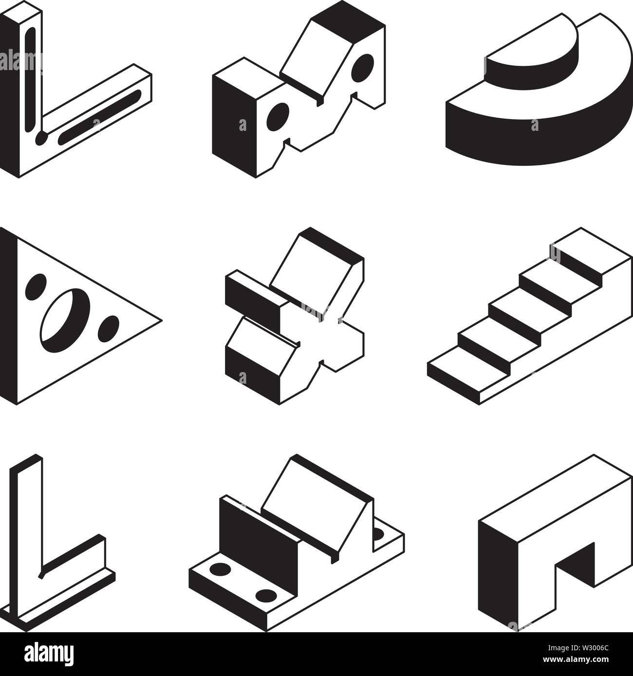 Blocchetto misuratore. Blocco standard. Blocco di taratura. Illustrazione Vettoriale Illustrazione Vettoriale