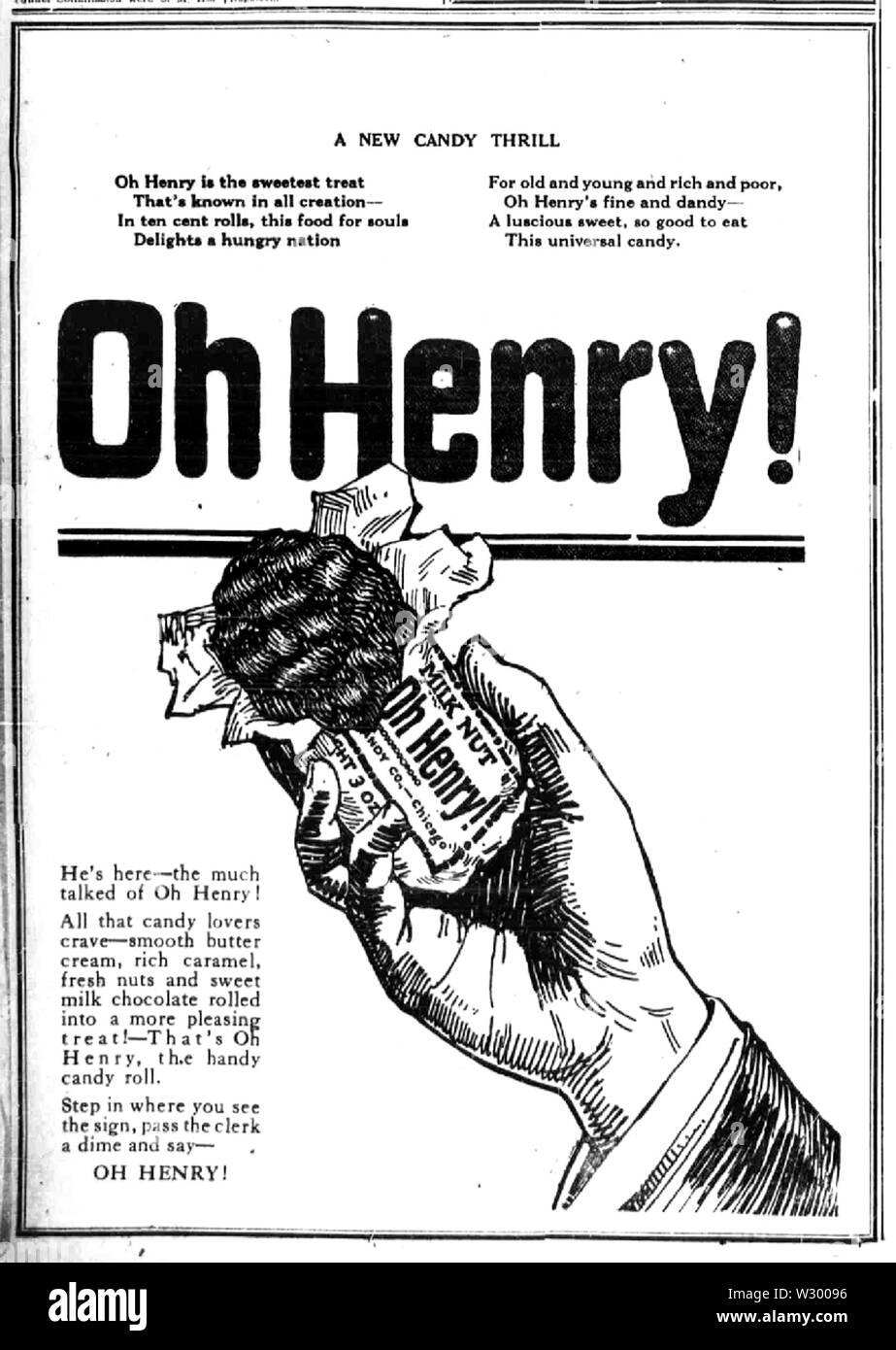 Oh henry giornale di annunci 1922 Foto Stock