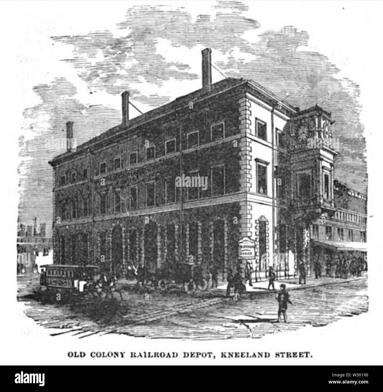 OldColonyDepot KneelandSt StrangersGuideToBoston 1883 Foto Stock