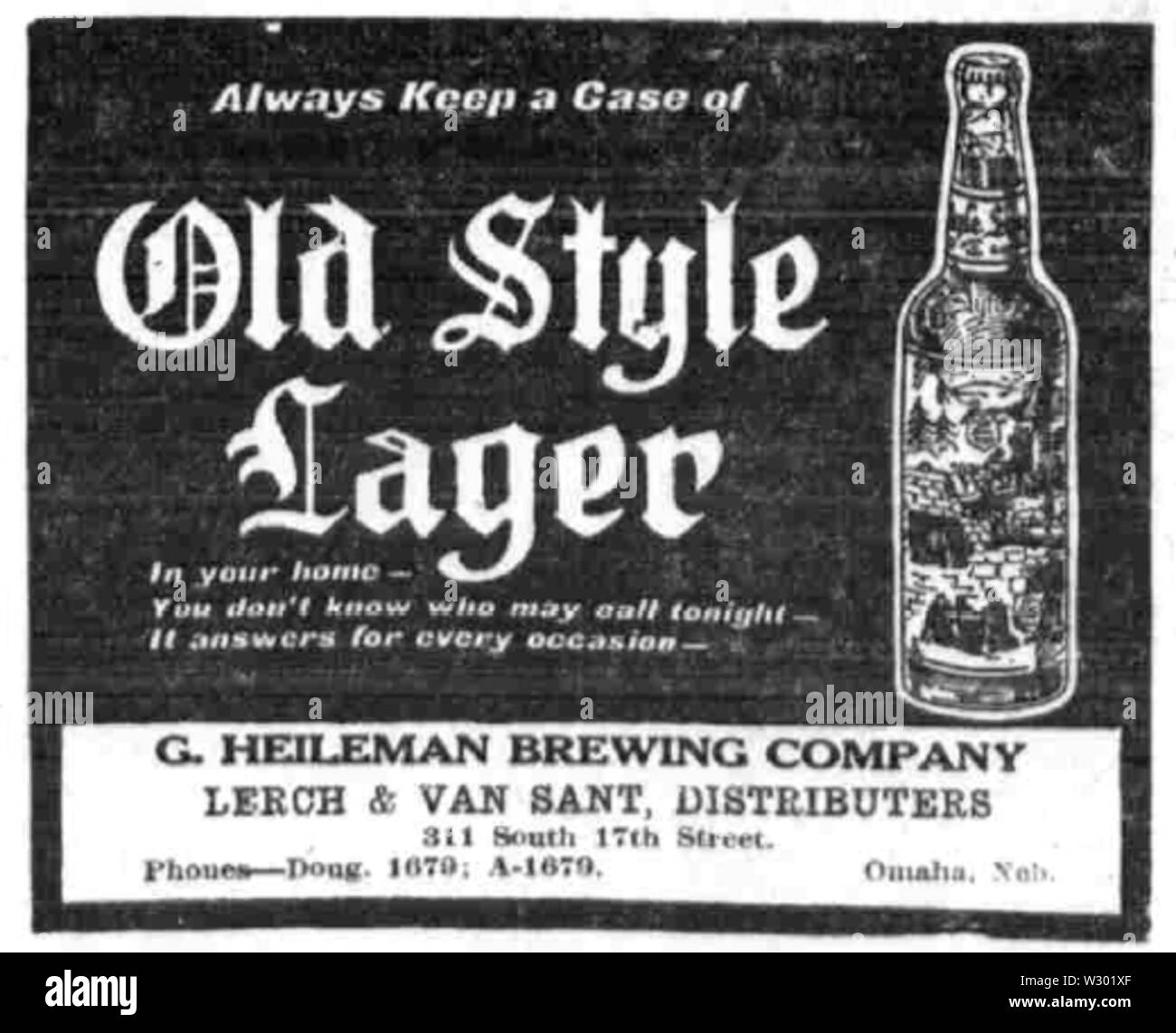 Il vecchio stile lager annuncio Foto Stock