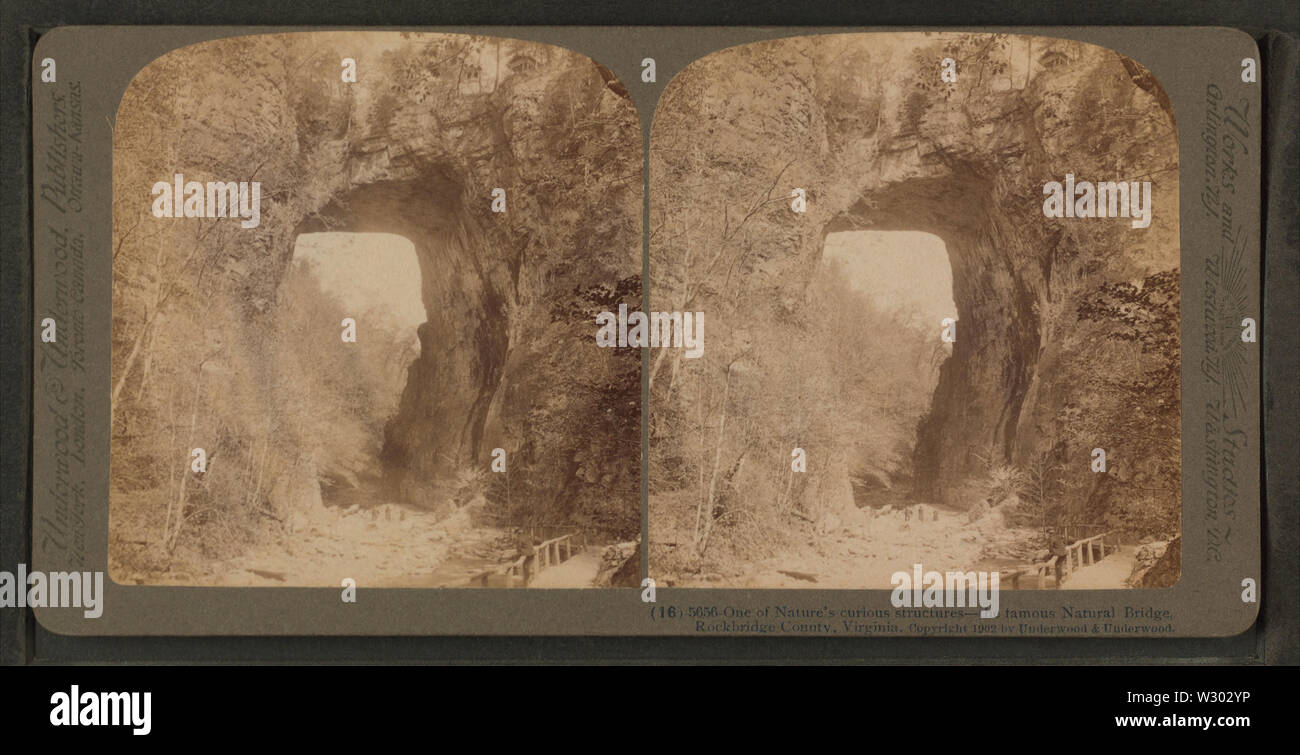 Uno di natura è curioso delle strutture - il famoso ponte naturale, Rockbridge County, Virginia, da Robert N Dennis raccolta di vista stereoscopica 2 Foto Stock