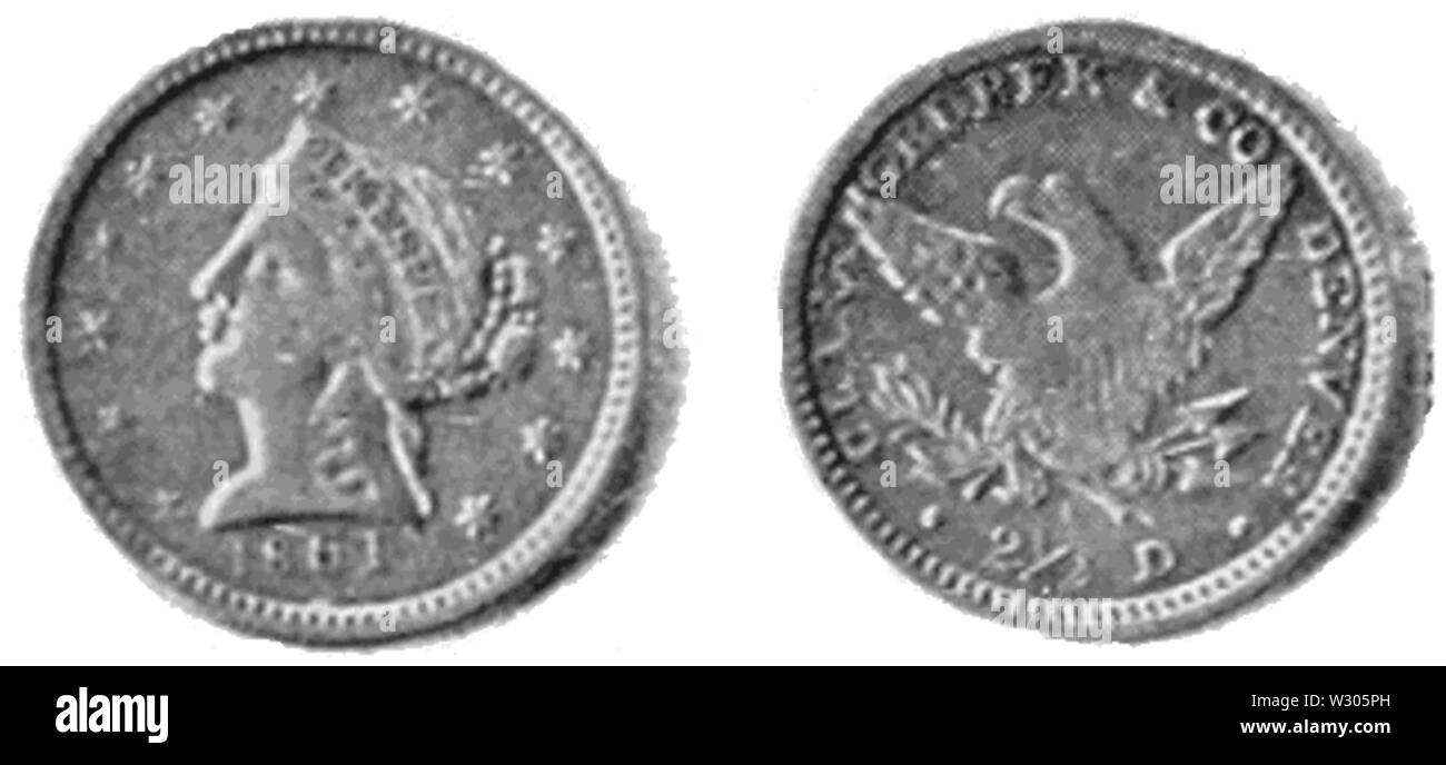 PSM V53 D621 Clark gruber denver due e mezzo dollaro moneta in oro Foto Stock