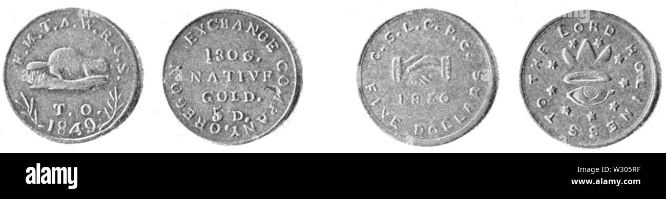 PSM V53 D618 Oregon e utah cinque dollari di monete d'oro Foto Stock