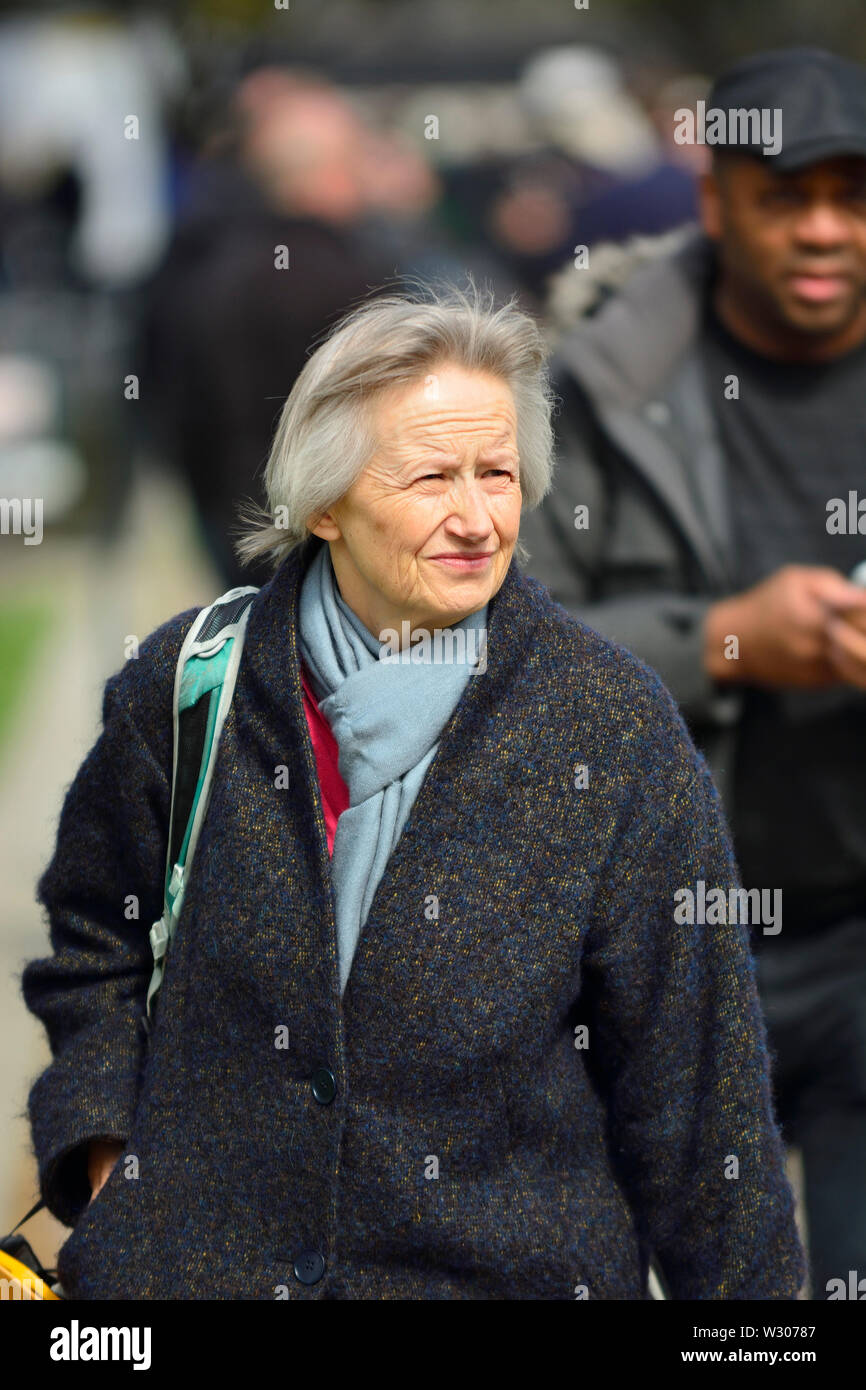 Jill Rutter - Direttore di programma, l'Istituto di Governo / ex alto funzionario - su College Green, Westminster, London Aprile 2019 Foto Stock