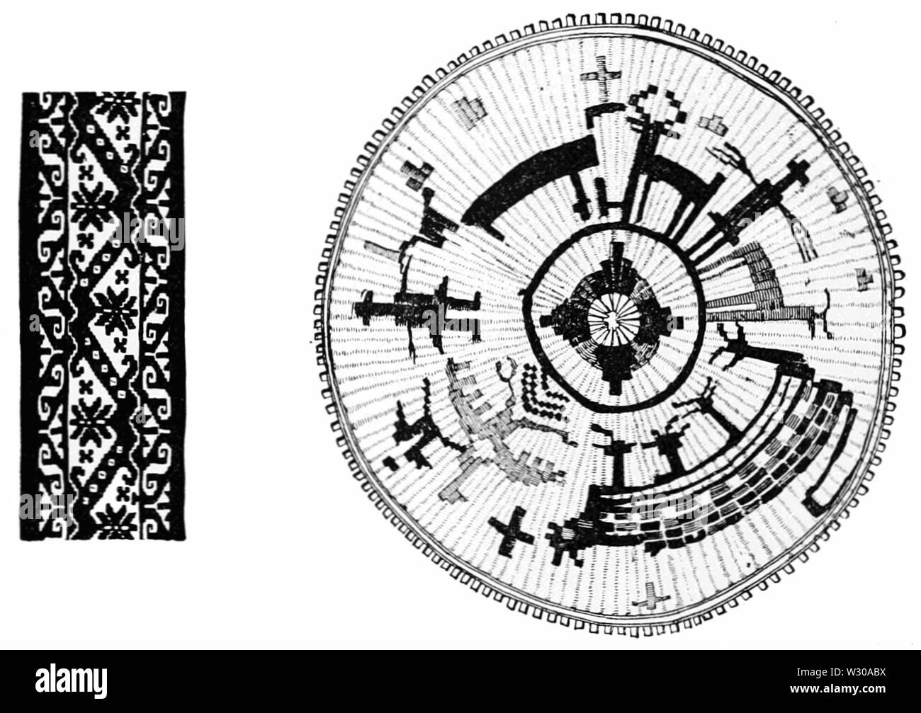 PSM V63 D489 tessuto disegni di indiani huichol Foto Stock