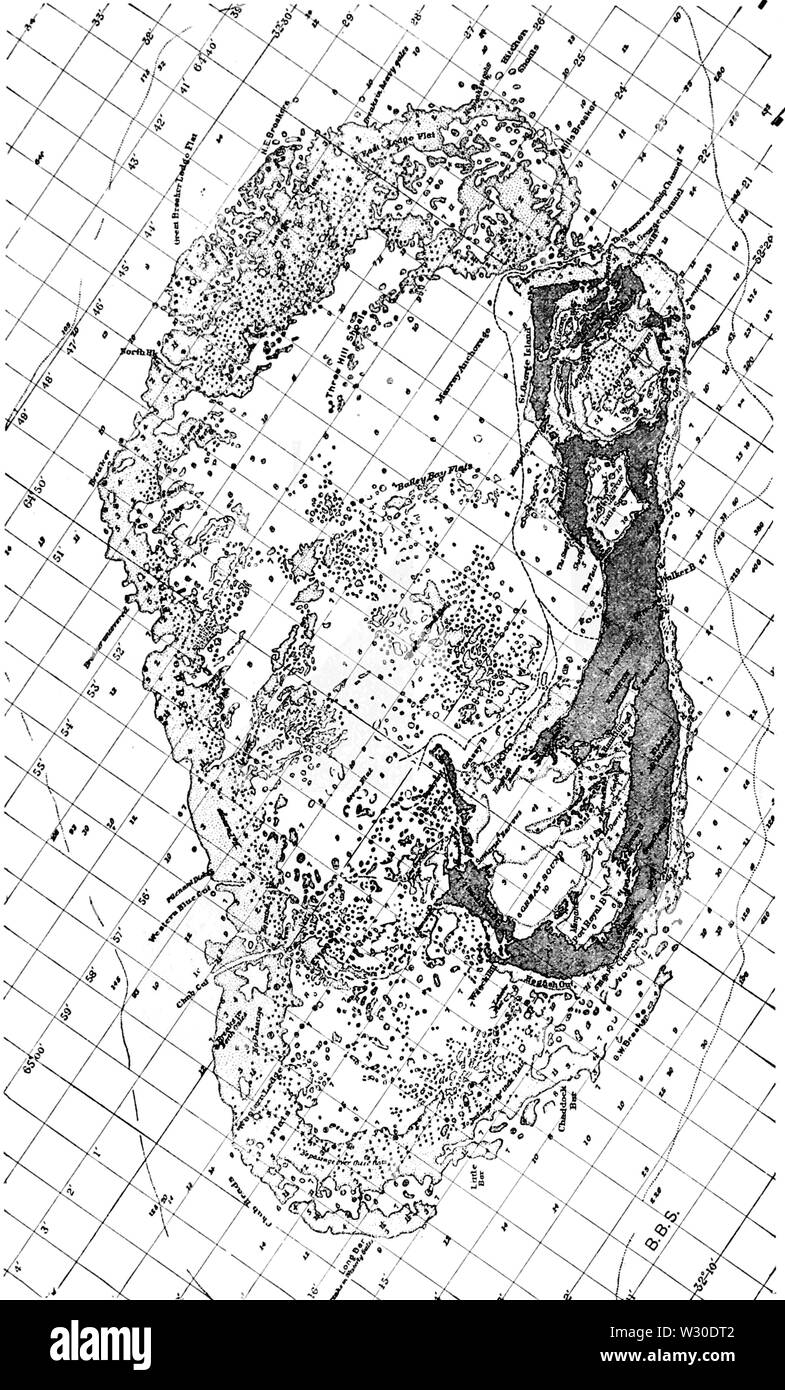 PSM V66 D399 Bermuda Isola grafico con scandagliare in profondità e canale di nave Foto Stock