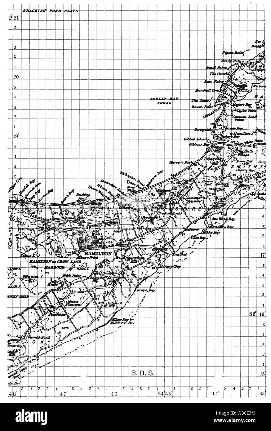 PSM V66 D403 Mappa centrale di terza delle isole Bermuda Foto Stock
