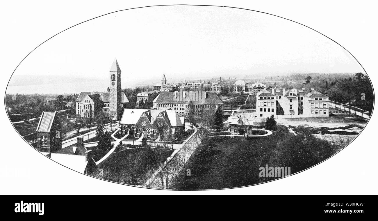 PSM V69 D190 Cornell University campus e lago Cayuga a distanza Foto Stock