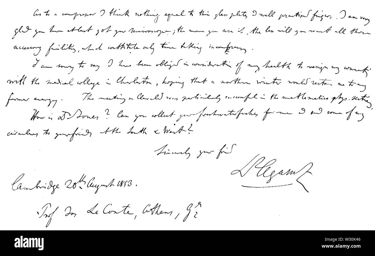 PSM V70 D573 Agassiz lettera pagina 2 Foto Stock