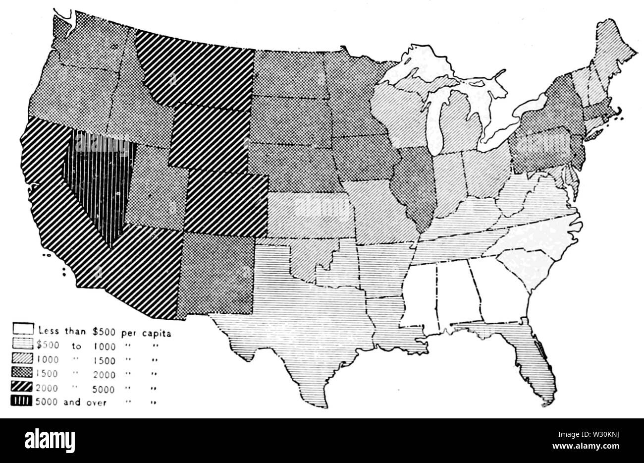 PSM V71 D388 ricchezza procapite per ogni stato e territorio 1904 Foto Stock