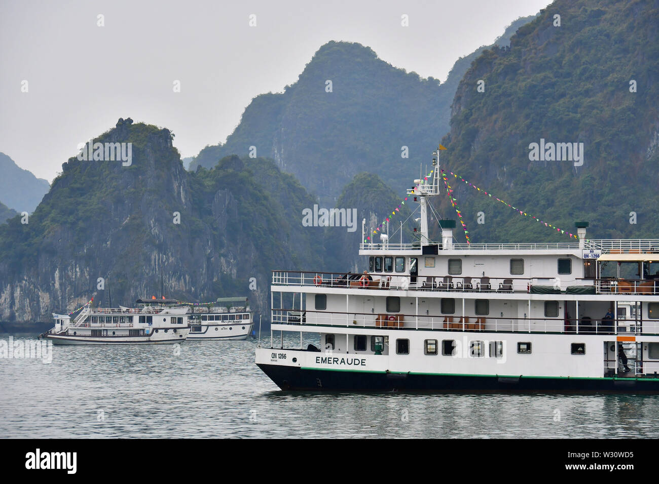 Hạ Long Bay, Vịnh Hạ Long, Quảng Ninh Provincia, Vietnam, Asia, Patrimonio Mondiale dell UNESCO Foto Stock