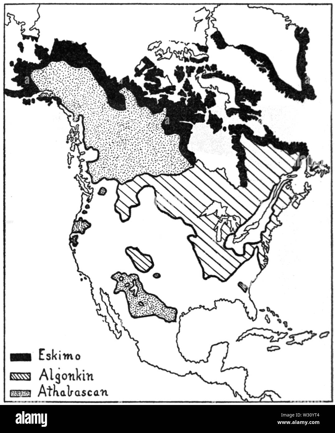 PSM V78 D516 North American inuit algonquin e l' atabasco lingua mappa Foto Stock