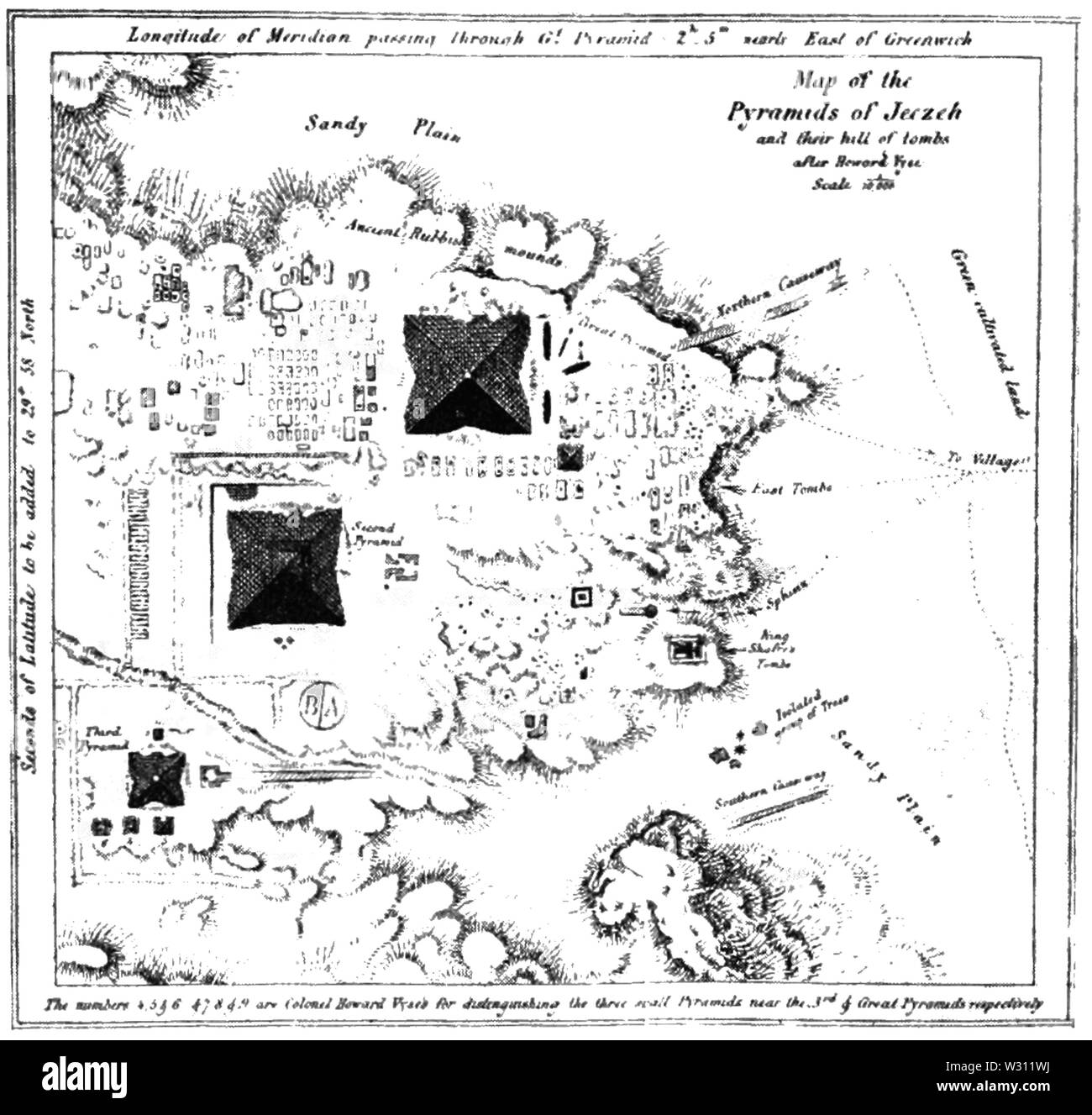 PSM V80 D456 Mappa delle piramidi di gizah Foto Stock