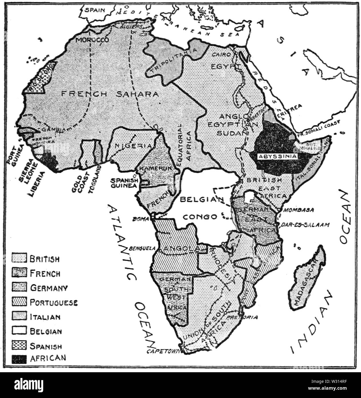 PSM V85 D315 Mappa dei possedimenti europei in africa Foto Stock