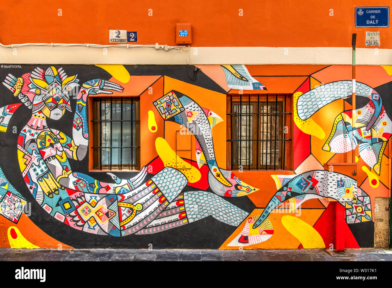 Art Graffiti, El Carmen quartiere, Valencia, Comunidad Valenciana, Spagna Foto Stock