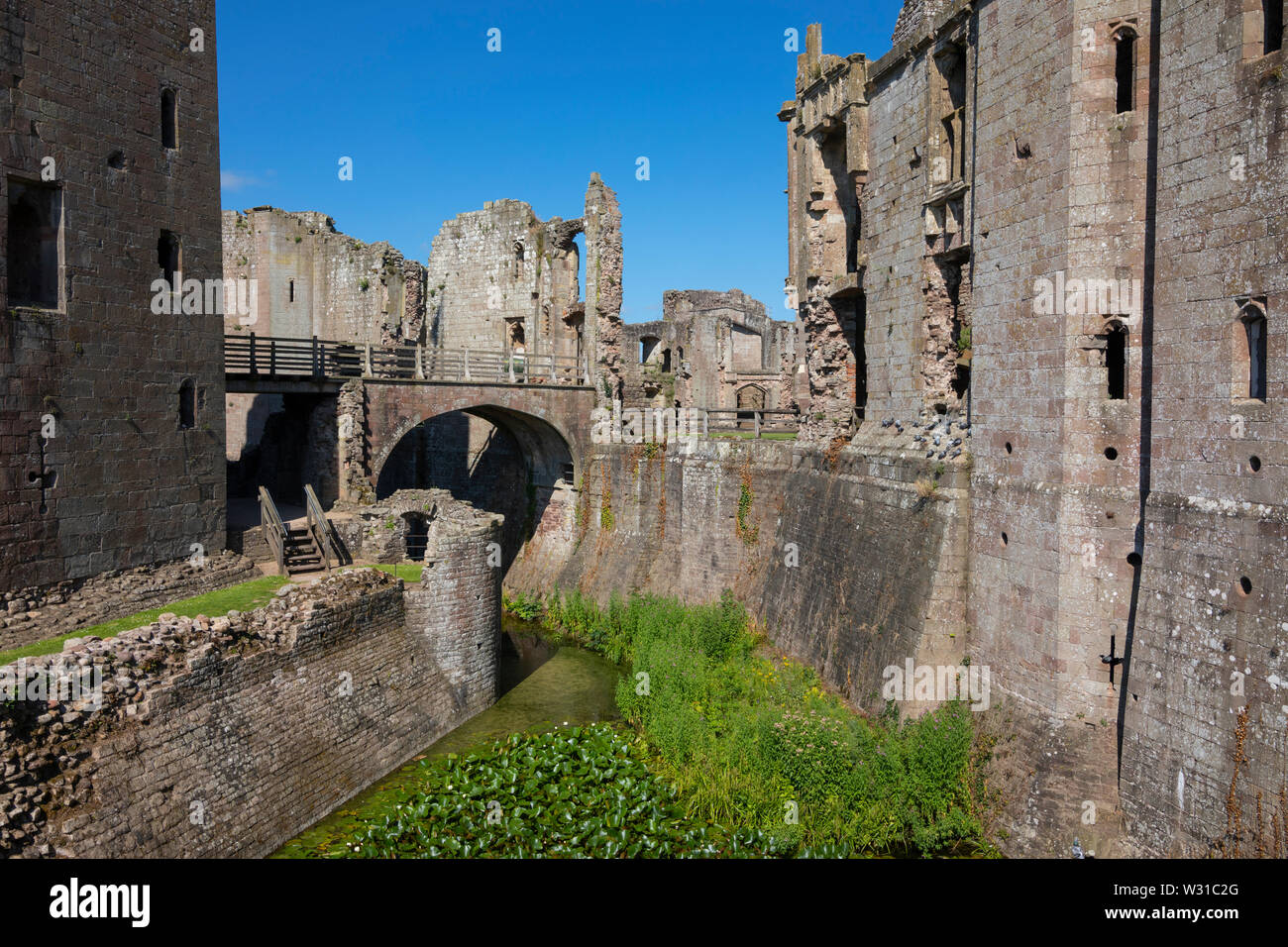 Raglan Castle, Monmouthshire, Wales, Regno Unito Foto Stock