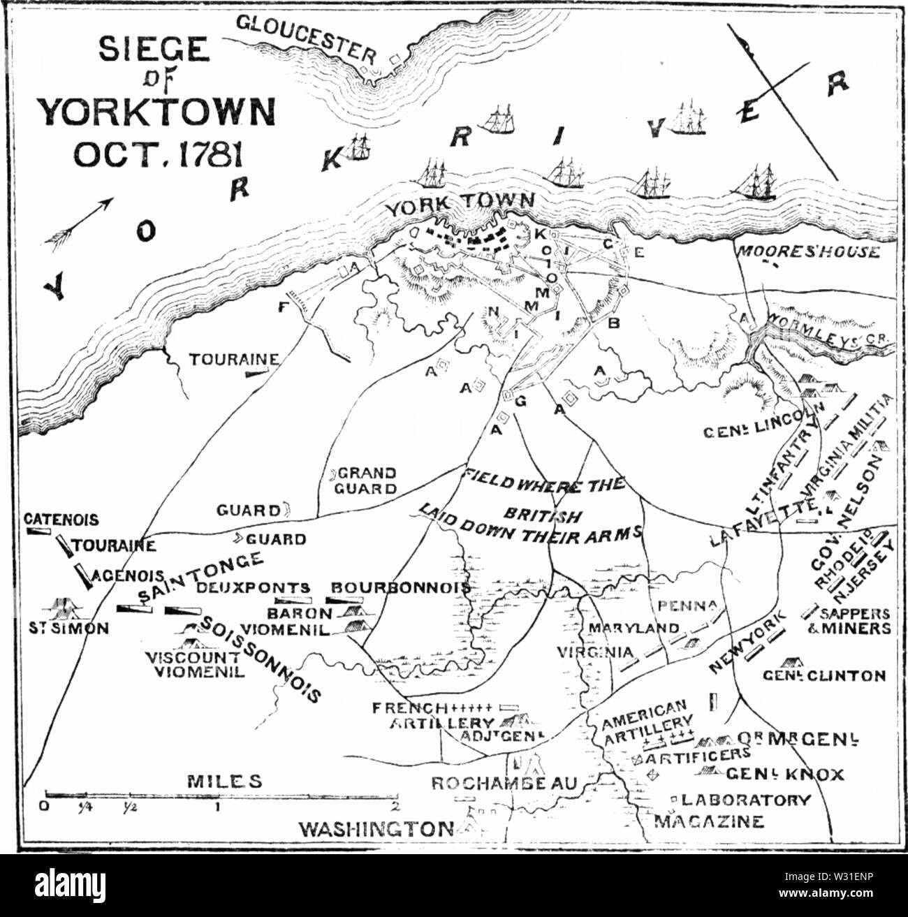 Piano di Battaglia di Yorktown 1875 Foto Stock