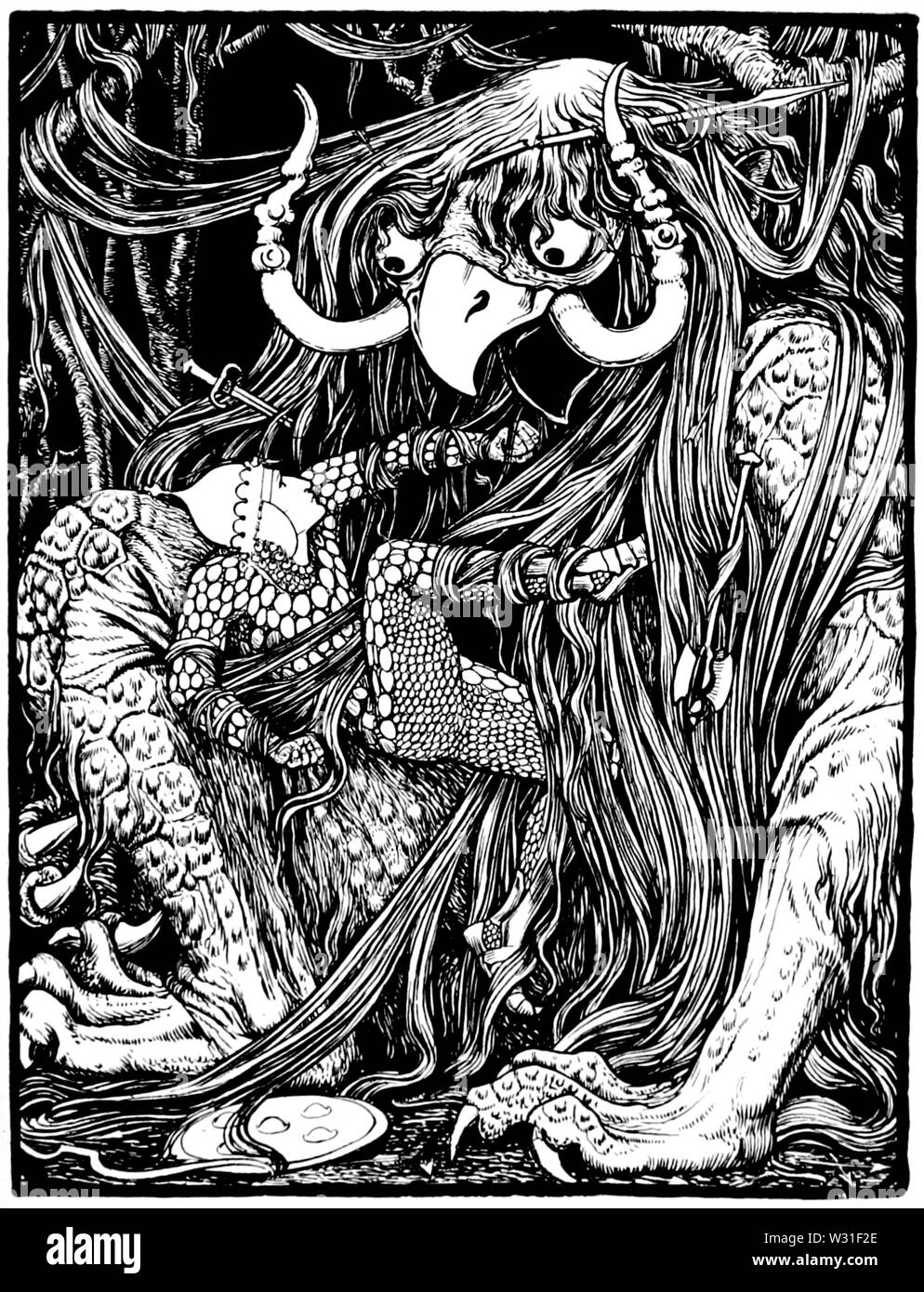 Piastra affacciata a pagina 196 di Tanglewood Tales (1921) Foto Stock