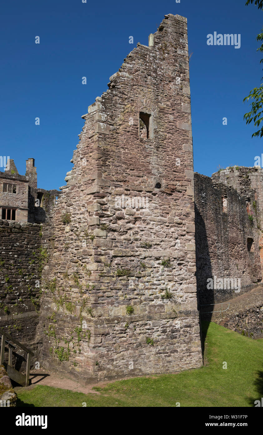 La Rovina ala Ufficio Raglan Castle, Monmouthshire, Wales, Regno Unito Foto Stock