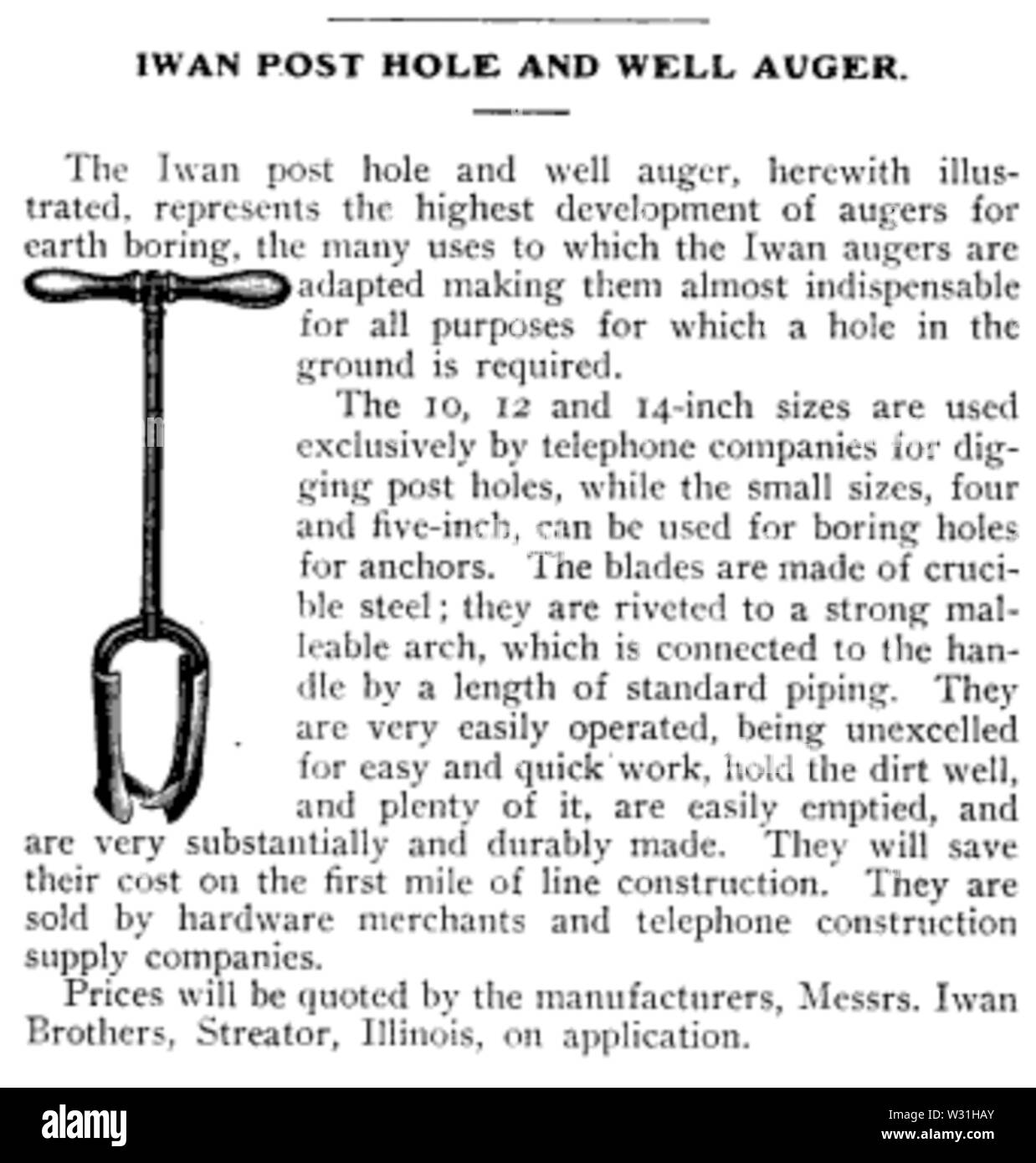 Coclea a fori con montanti 1905 Foto Stock