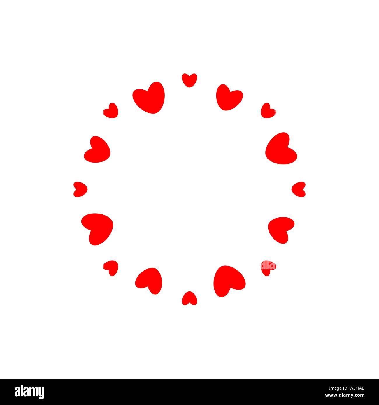 Amore astratto logo. Cerchio di cuori. Telaio per amore foto. La famiglia felice simbolo. Il vettore isolato modello emblema su sfondo bianco. Illustrazione Vettoriale