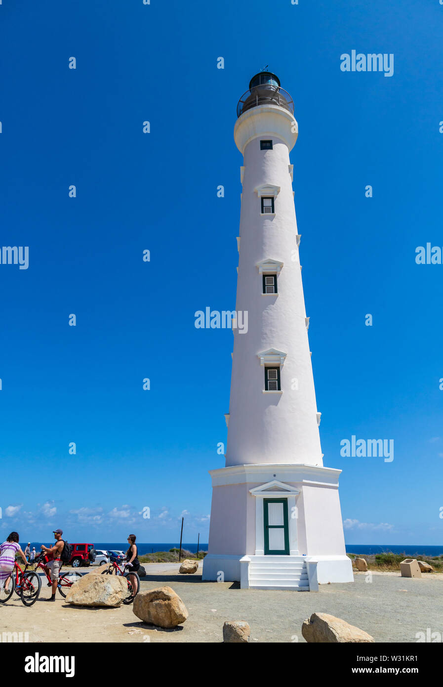 Faro bianco in Aruba Foto Stock