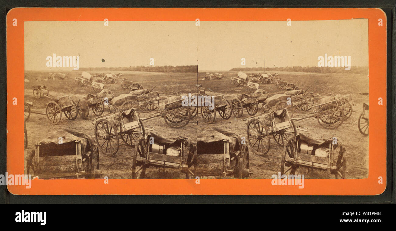 Red River di carrelli, da Robert N Dennis raccolta di vista stereoscopica 2 Foto Stock
