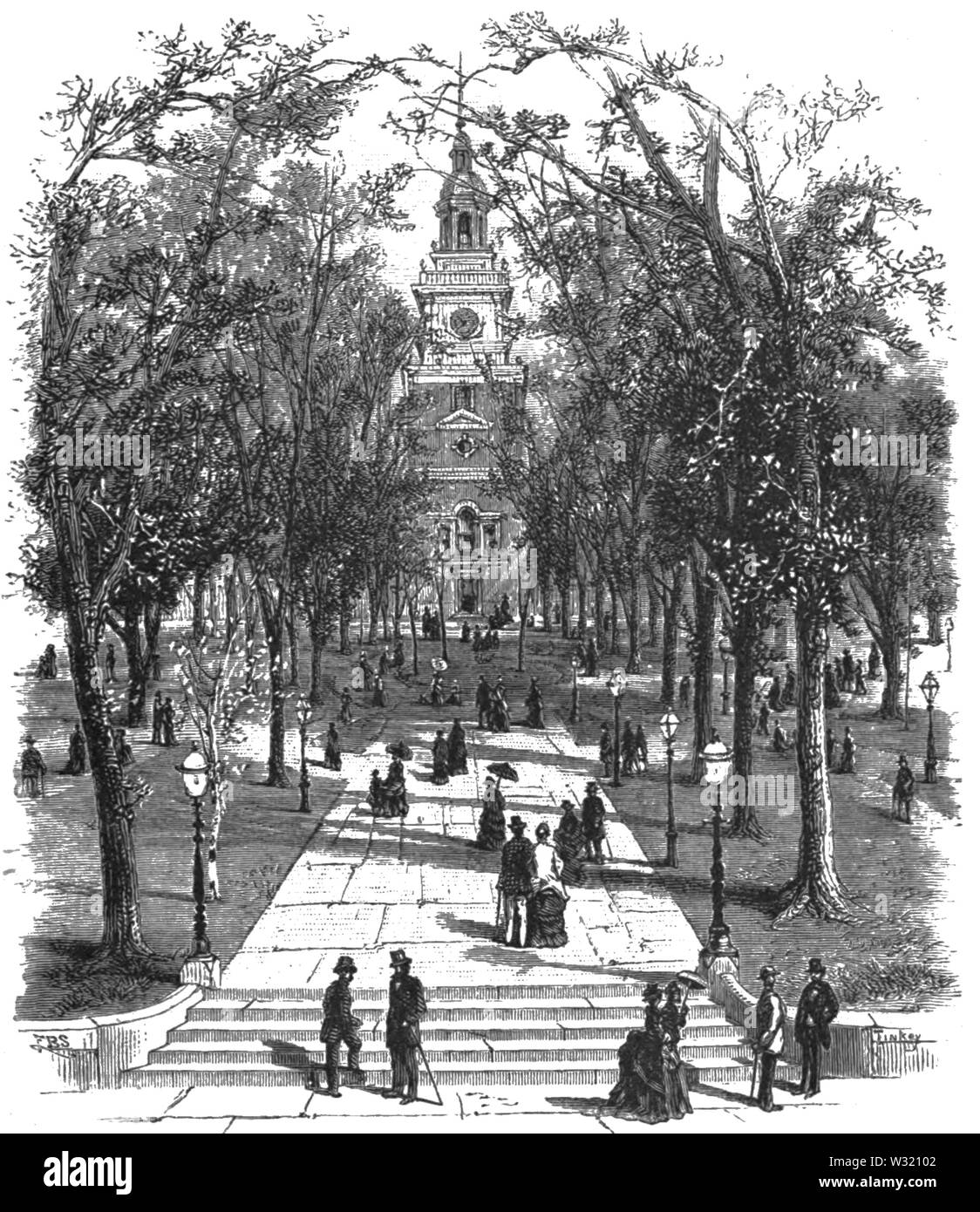 SMO V12 D303 vista di Independence Hall dalla piazza Foto Stock