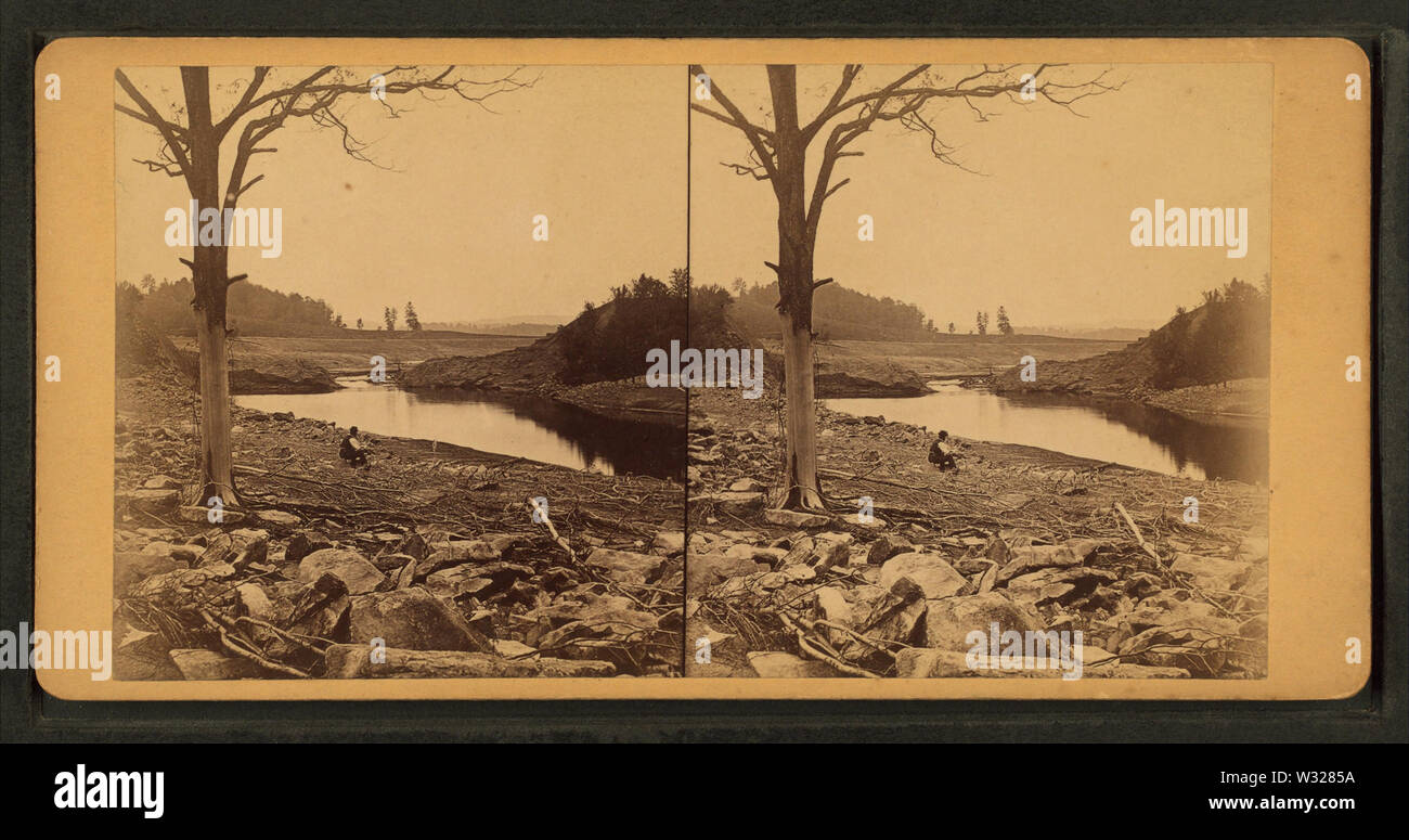 Visualizza(s) la diga rotto al serbatoio sopra il sud Forcella, da Robert N Dennis raccolta di vista stereoscopica Foto Stock
