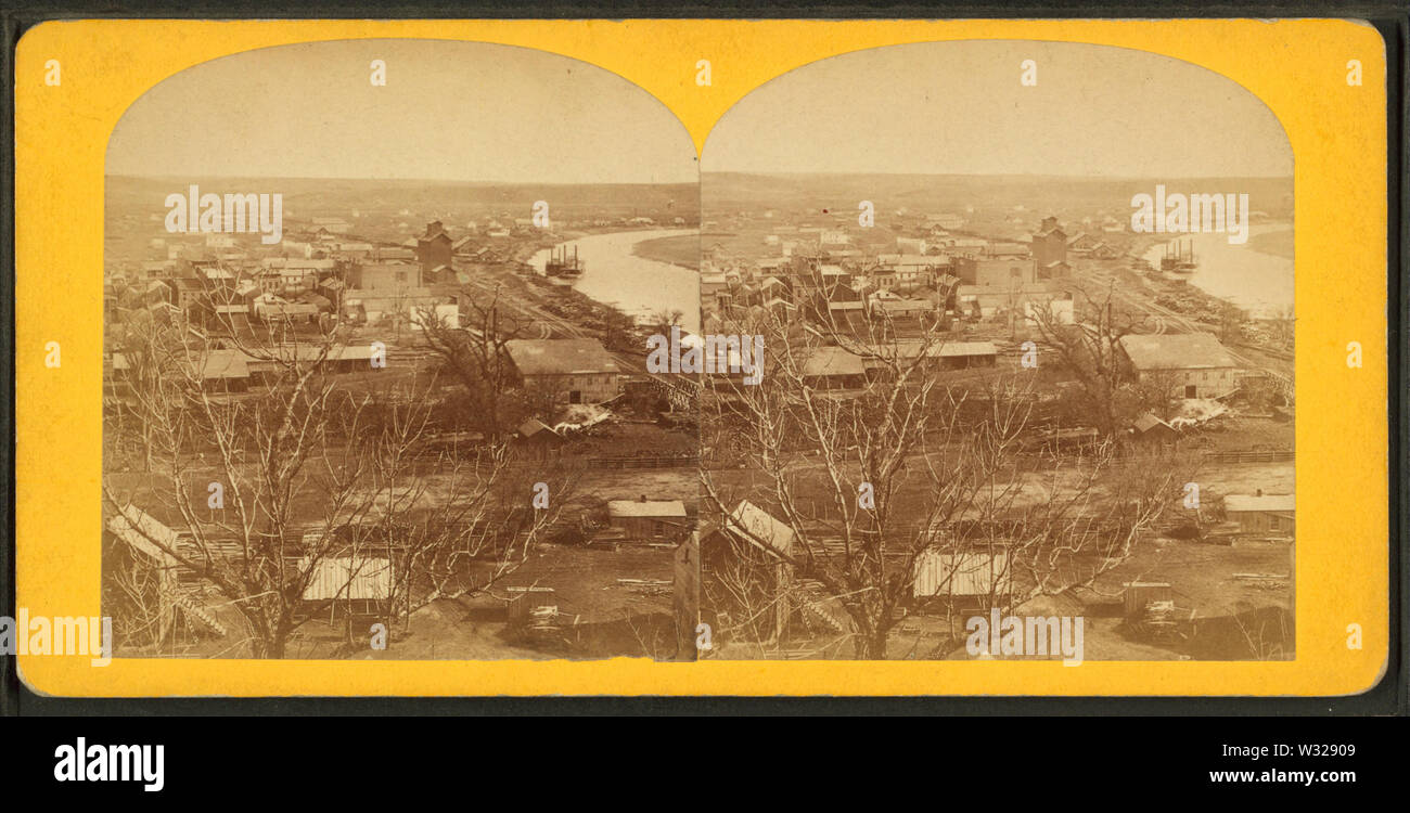 Sioux City, Iowa ca 1873, da Robert N Dennis raccolta di vista stereoscopica Foto Stock