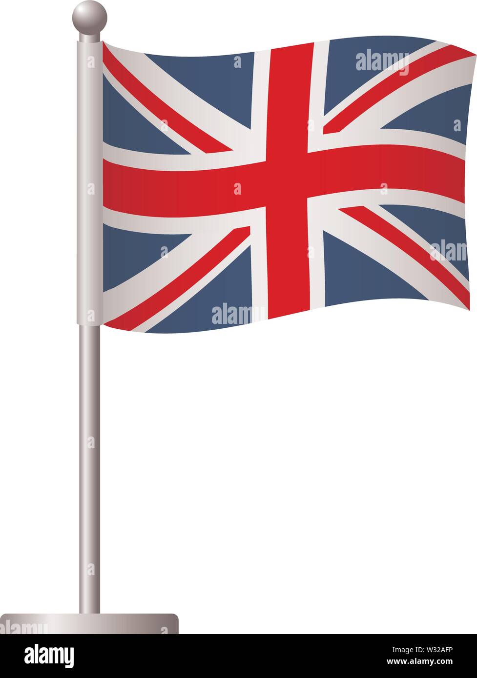 Regno Unito bandiera sul polo. Pennone di metallo. Bandiera nazionale del Regno Unito illustrazione vettoriale Illustrazione Vettoriale