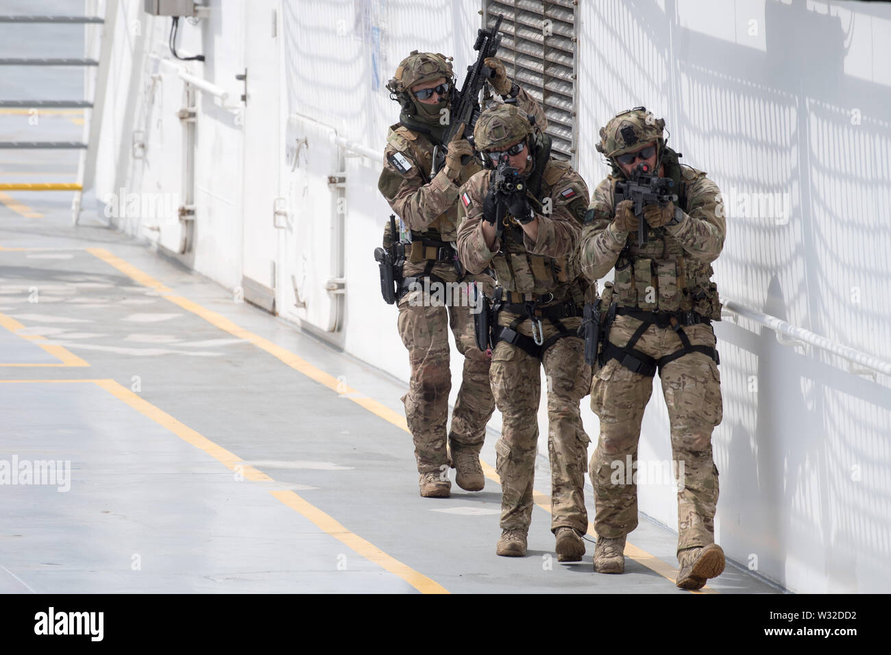 Il polacco navale forze speciali militari, Jednostka Wojskowa Formoza (unità militare Formoza) durante gli esercizi a Gdynia, Polonia. 27 giugno 2019 © Wojciech Foto Stock