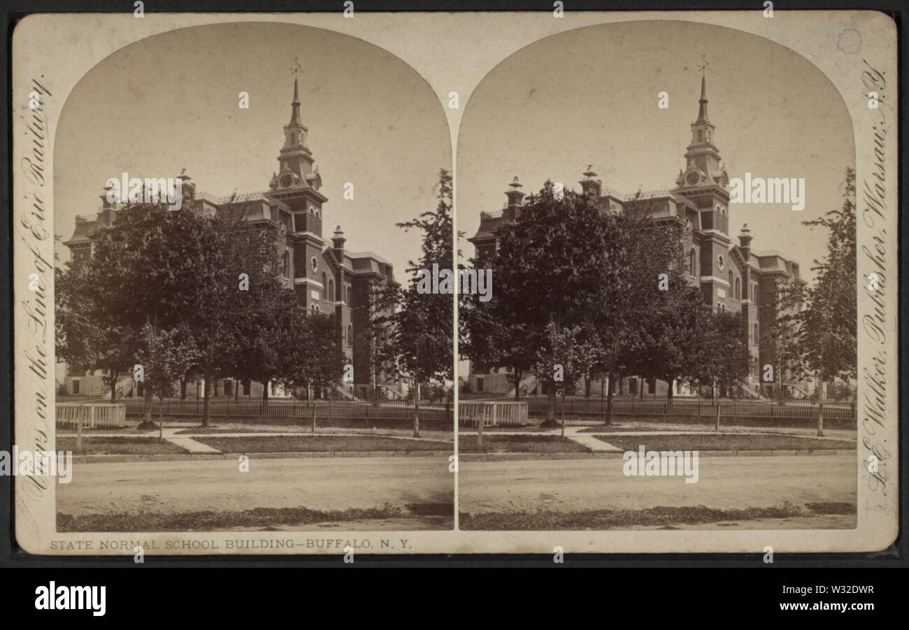 Stato normale edificio scolastico, Buffalo NY, da Robert N Dennis raccolta di vista stereoscopica Foto Stock